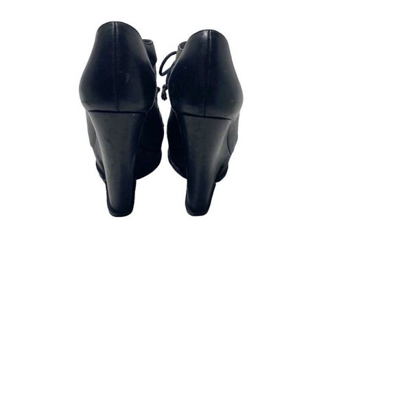 YVES Saint Laurent - Black Leather Hortense 105 Lace-Up Wedges - Picture 4 of 10